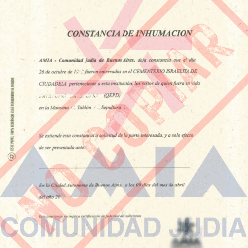 Certificate of burial